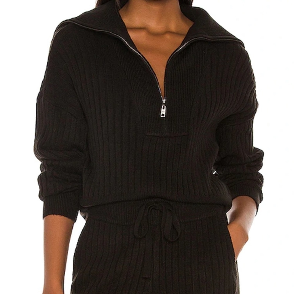 525 Rib Quarter Zip Sweater Black